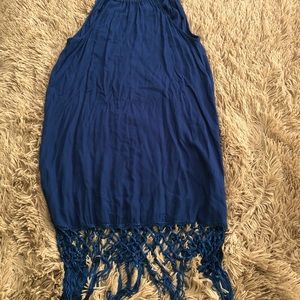 MIDI blue dress, fringe bottom